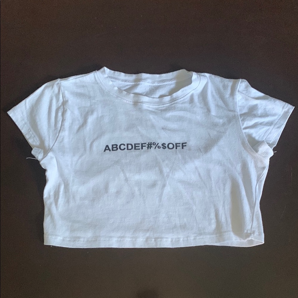 White Graphic Crop Top